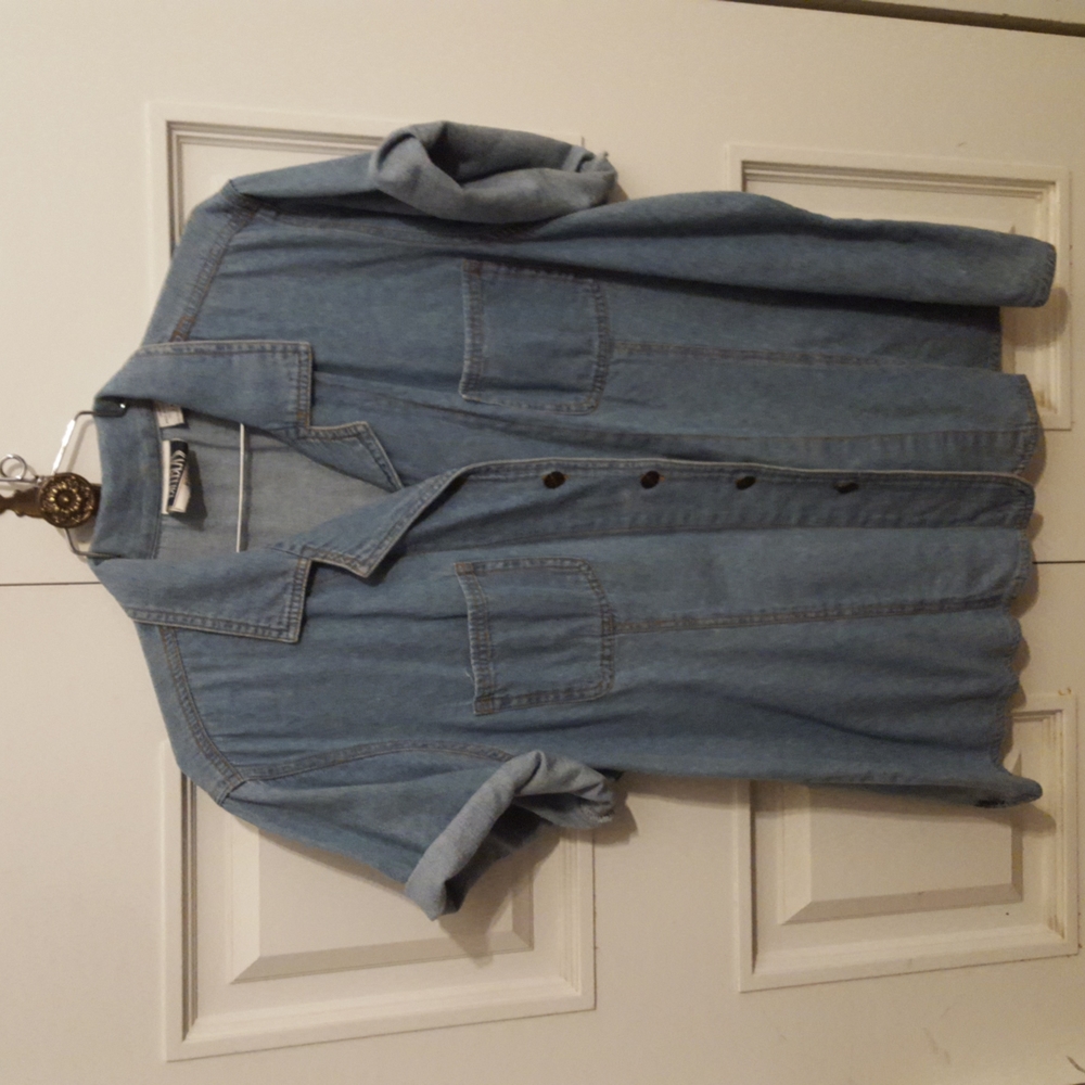 Lt denim short sleeve camp shirt